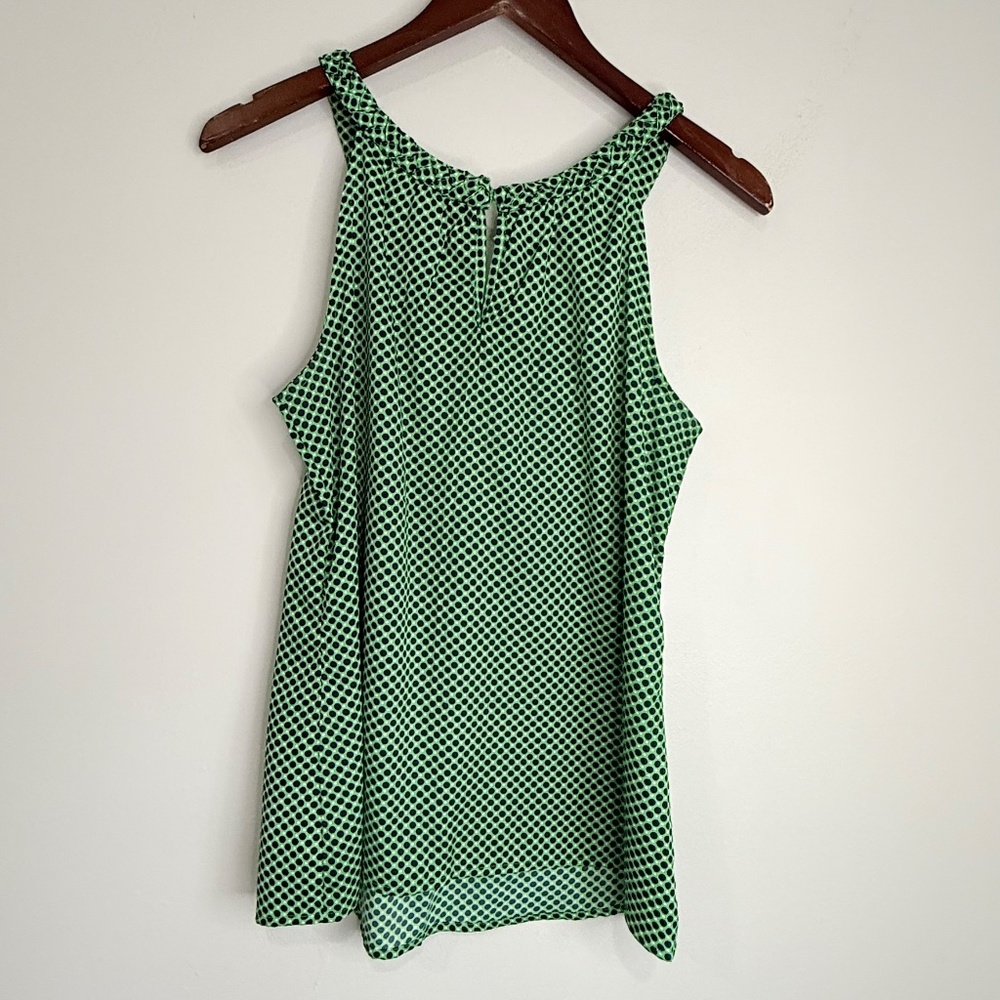 BANANA REPUBLIC Womens Medium Green Blue Polka Dot Braided Ruffled Tank Top RR6 - Picture 4 of 6